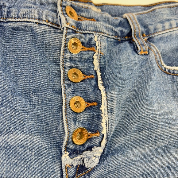 Free People Distressed Blue Jean Shorts - Picture 5 of 6